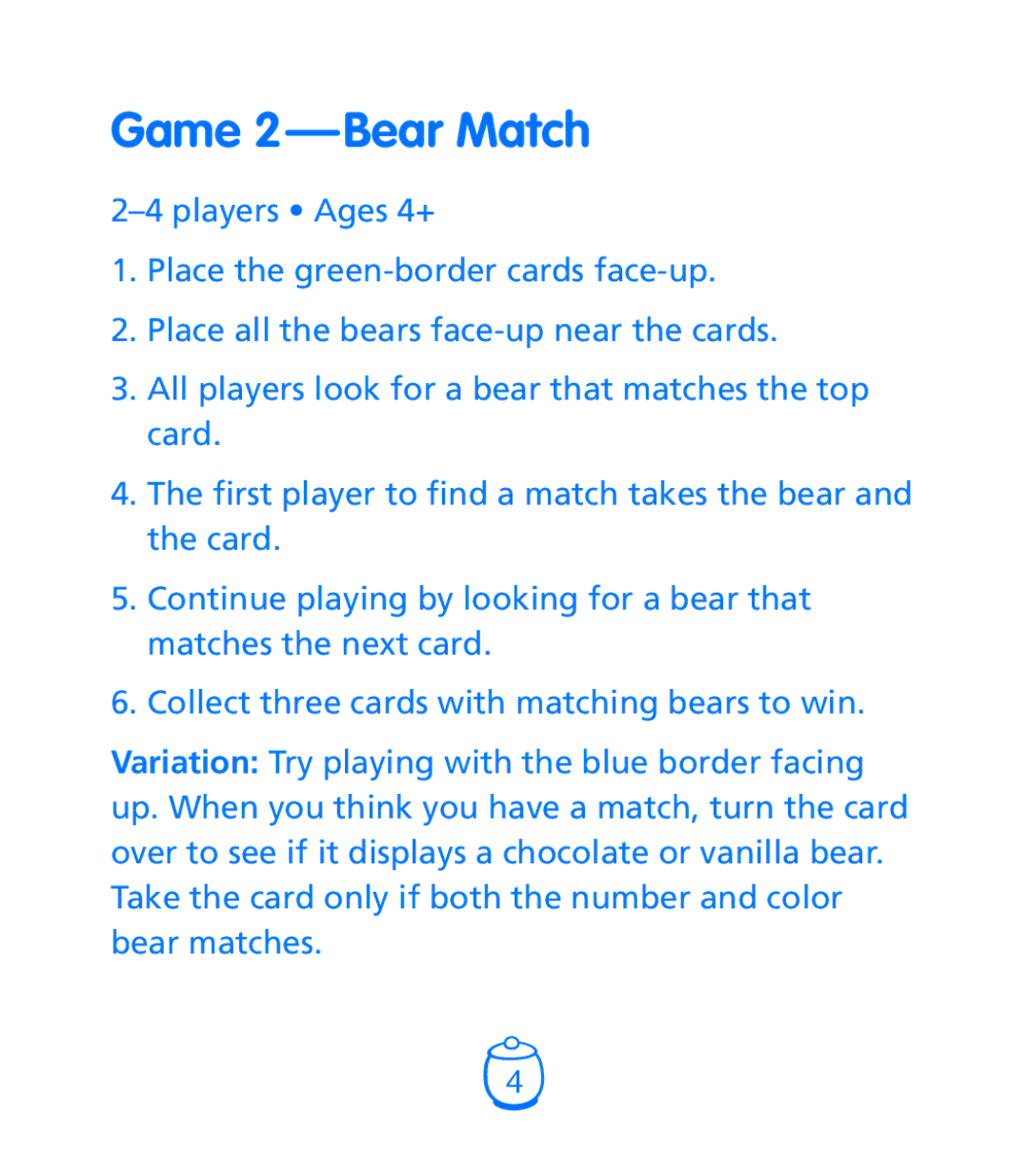 Learning Resources LER 1180 manual Game 2 - Bear Match 